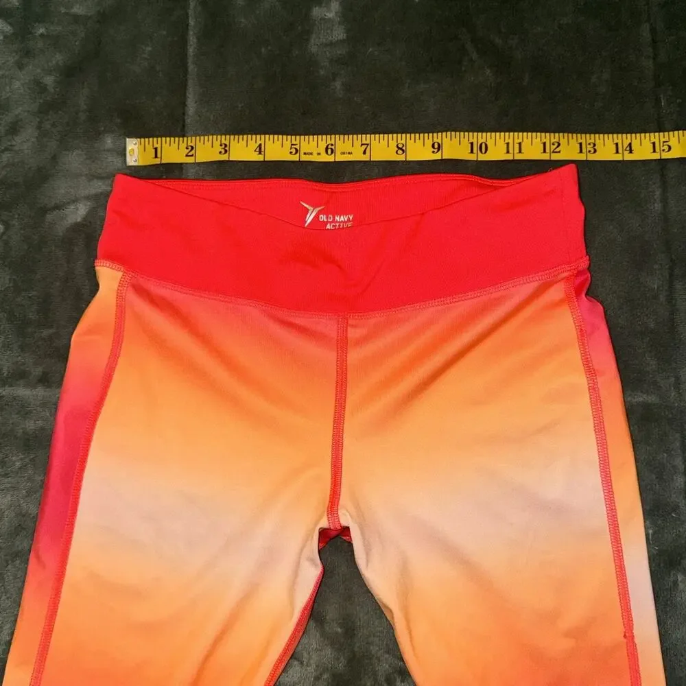 Old Navy‎ Active Leggings Girl's XL Orange Pink Ombre High-Waisted Athletic